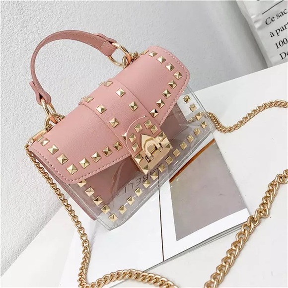 Handbags - Pink Studded Crossbody Bag